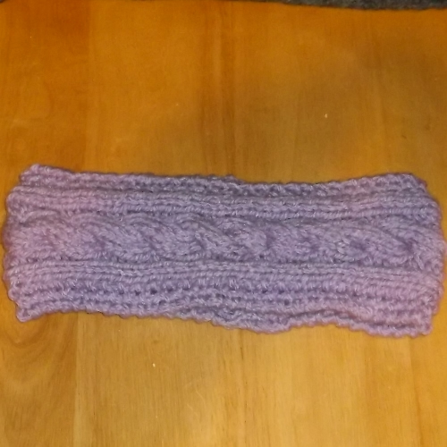 Lilac cable knit knitted headwear, handmade by Longhaired Jewels